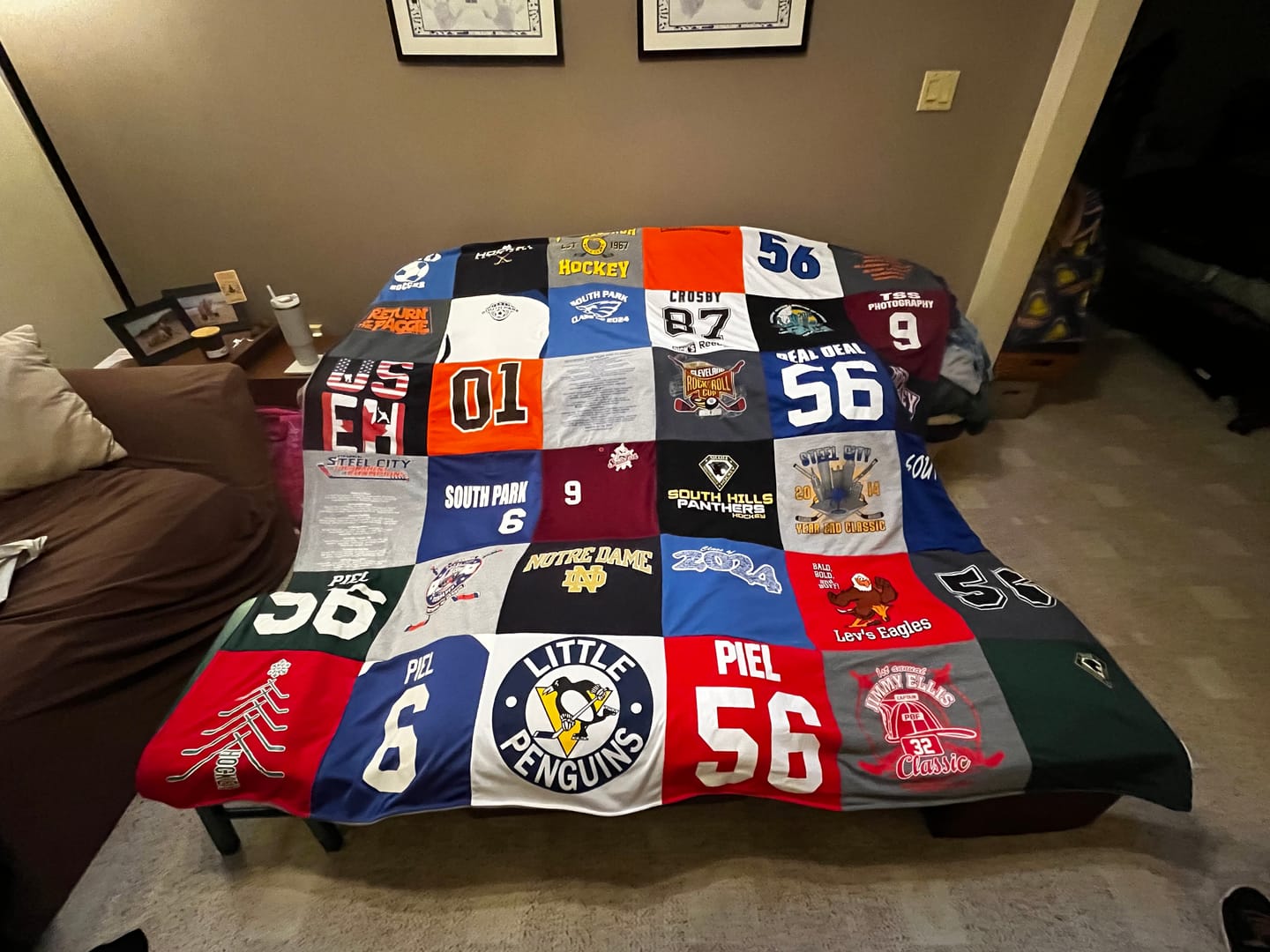 Project Repat custom memory quilt with high school and college graduation shirts — unique keepsake