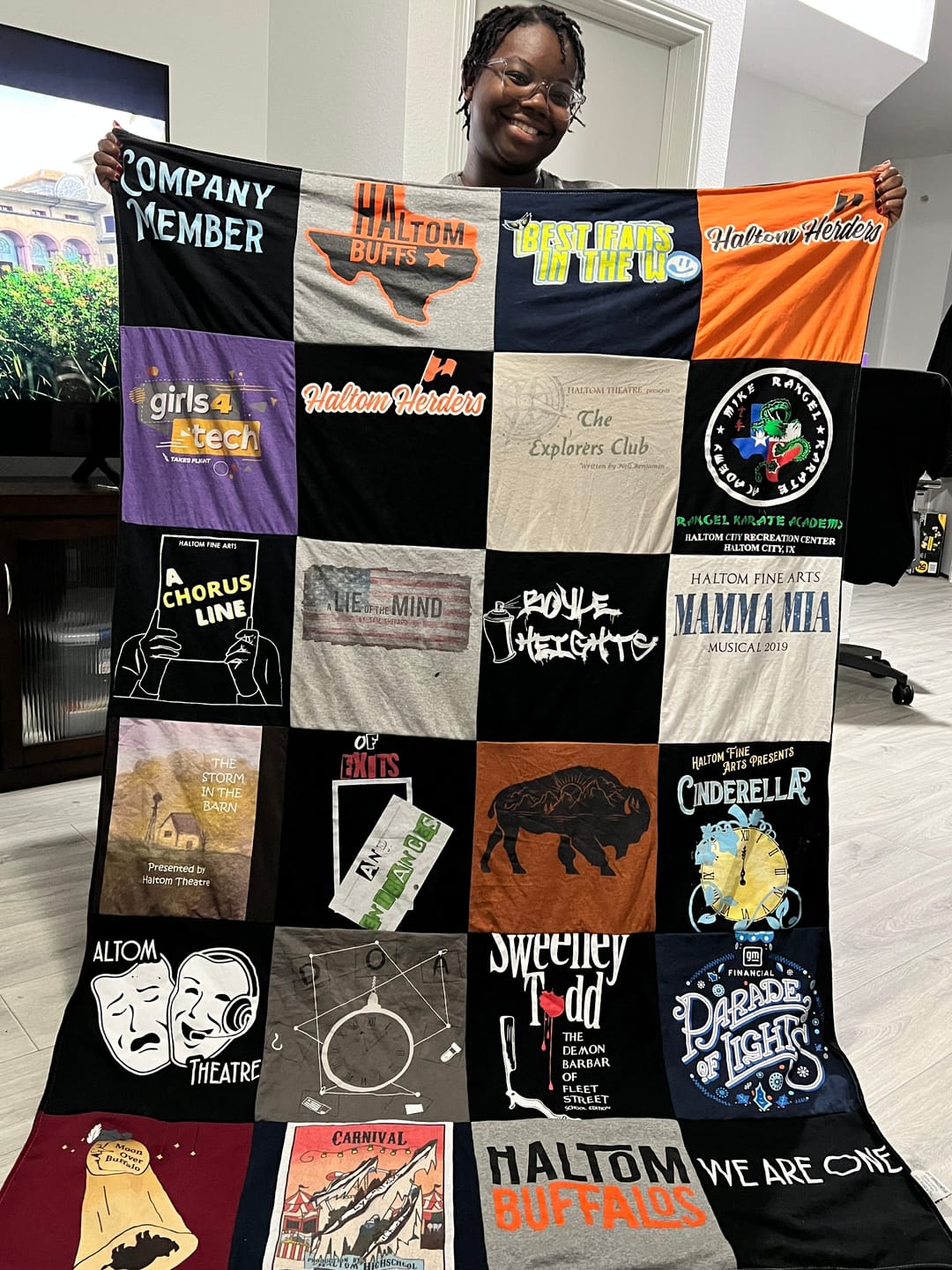 Large custom graduation quilt made from college and high school t-shirts — Project Repat
