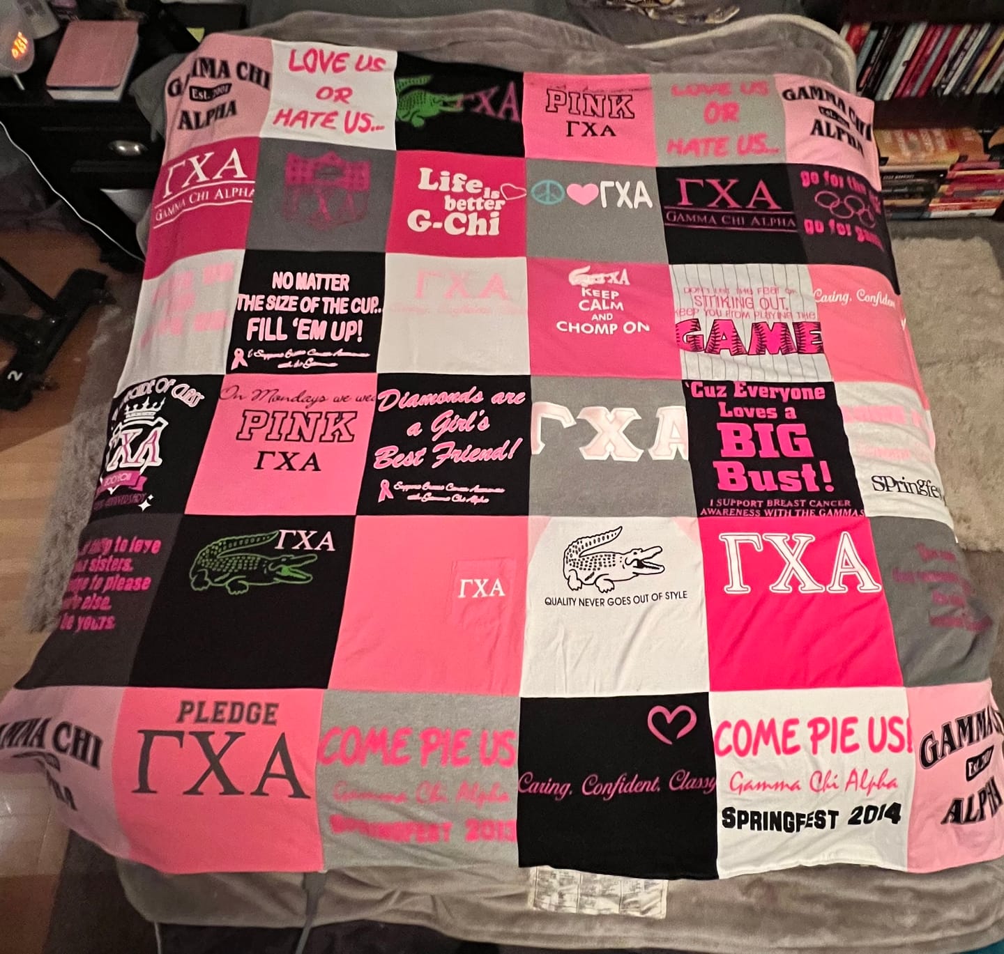 Personalized t-shirt memory quilt with college and high school shirts — best graduation gift 2025