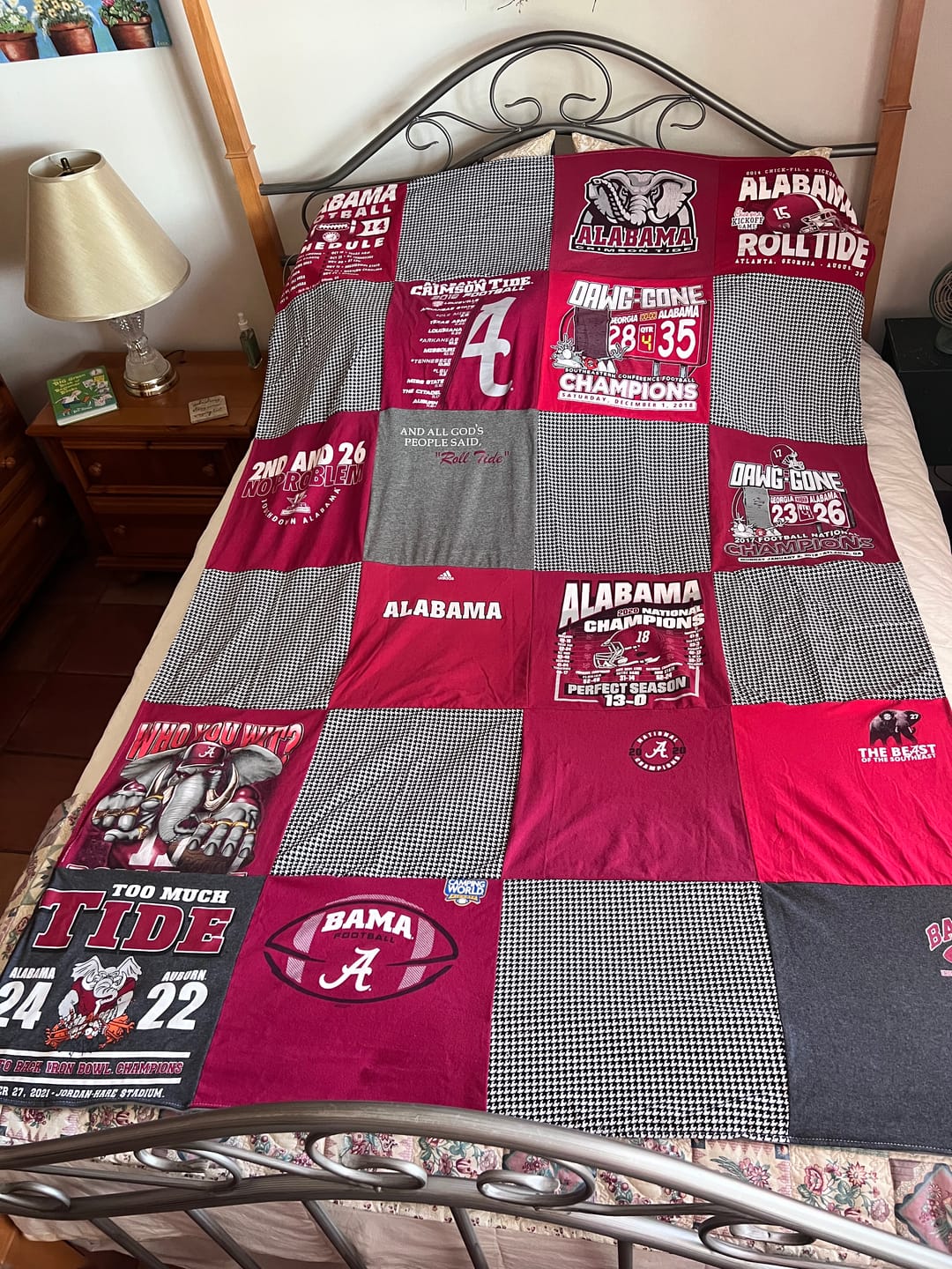 Large custom t-shirt quilt with college sports jerseys — Project Repat graduation gift made in USA