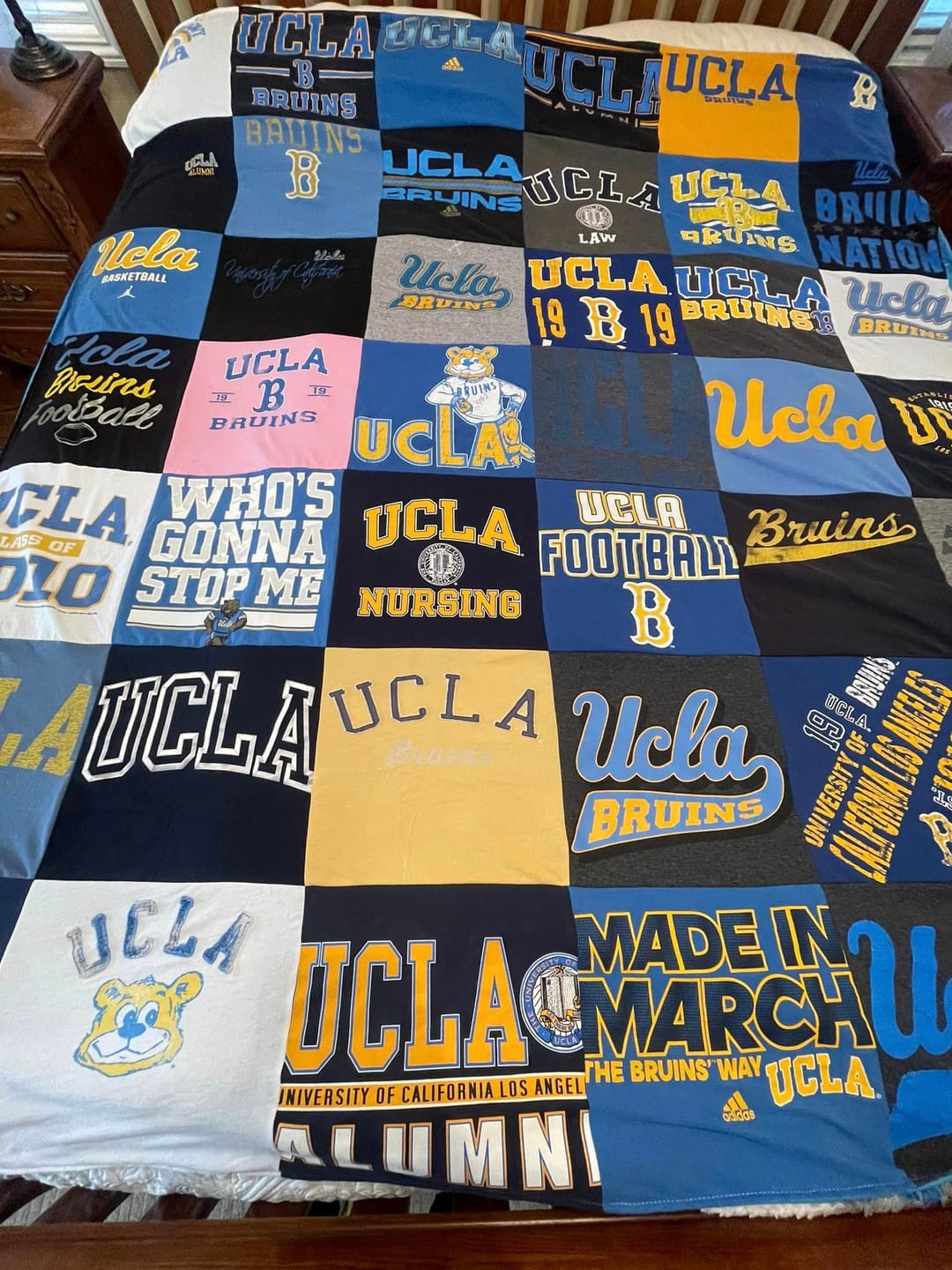 Project Repat custom t-shirt quilt with sports and school shirts — meaningful graduation gift
