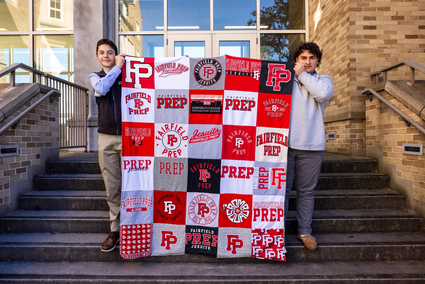 Custom graduation t-shirt memory quilt with college sports and school shirts — Project Repat handmade in USA