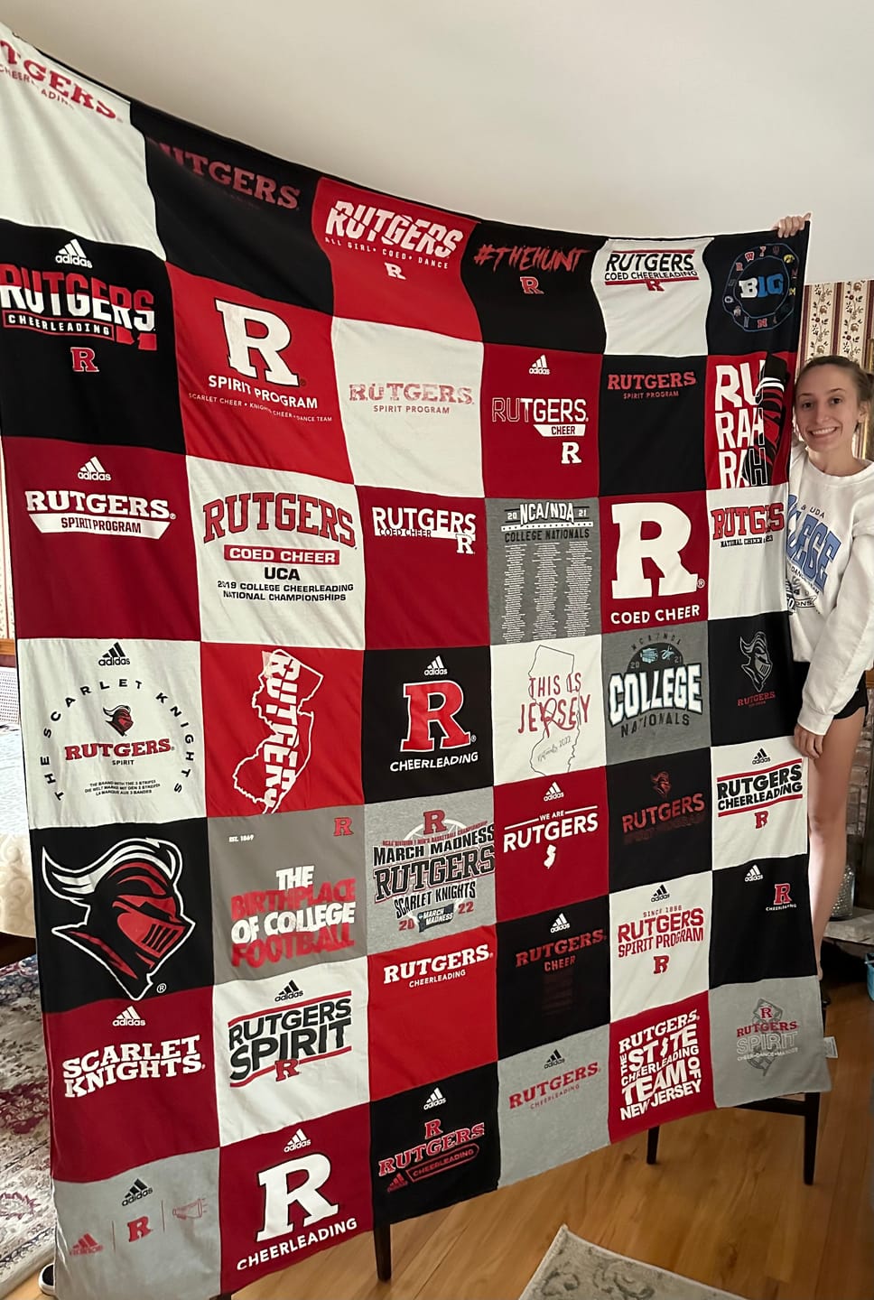 Project Repat custom t-shirt quilt with sports jerseys and school shirts — best graduation gift